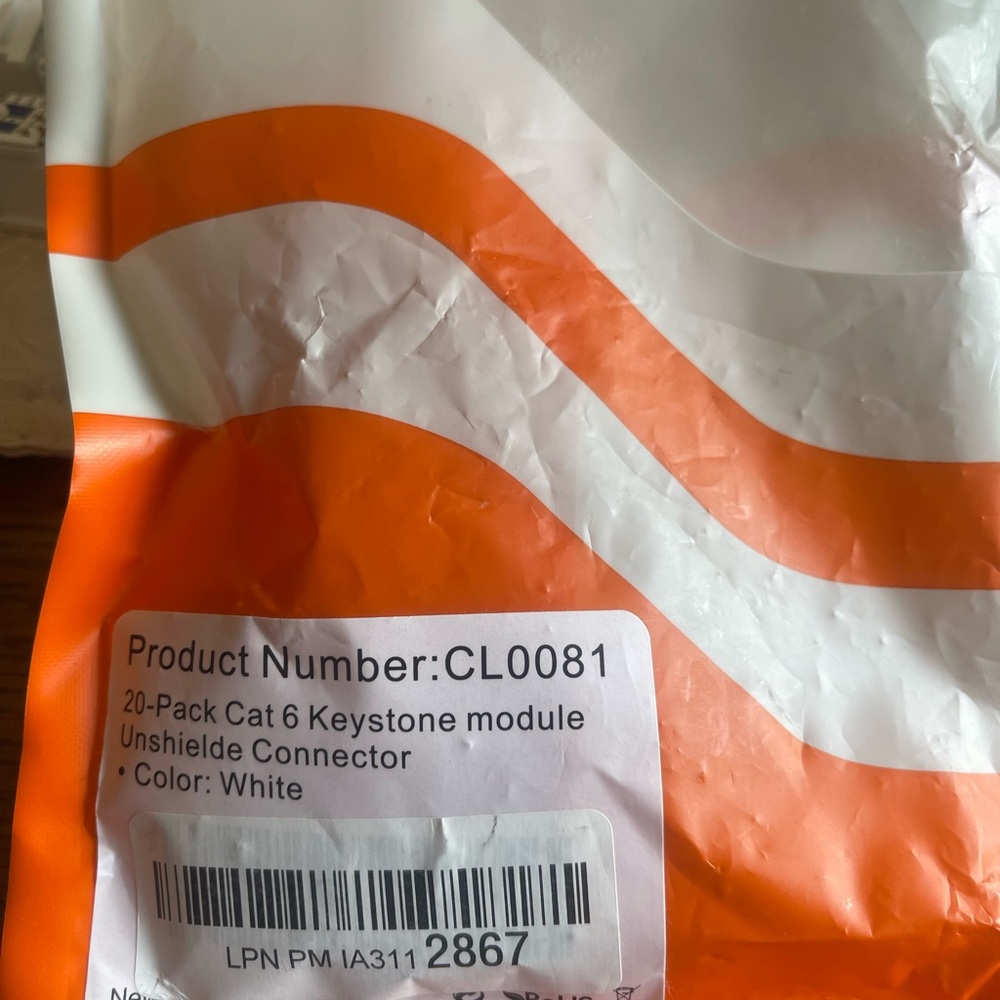 20-Pack Cat 6 Keystone Module Unshield Connectors-White CL0081